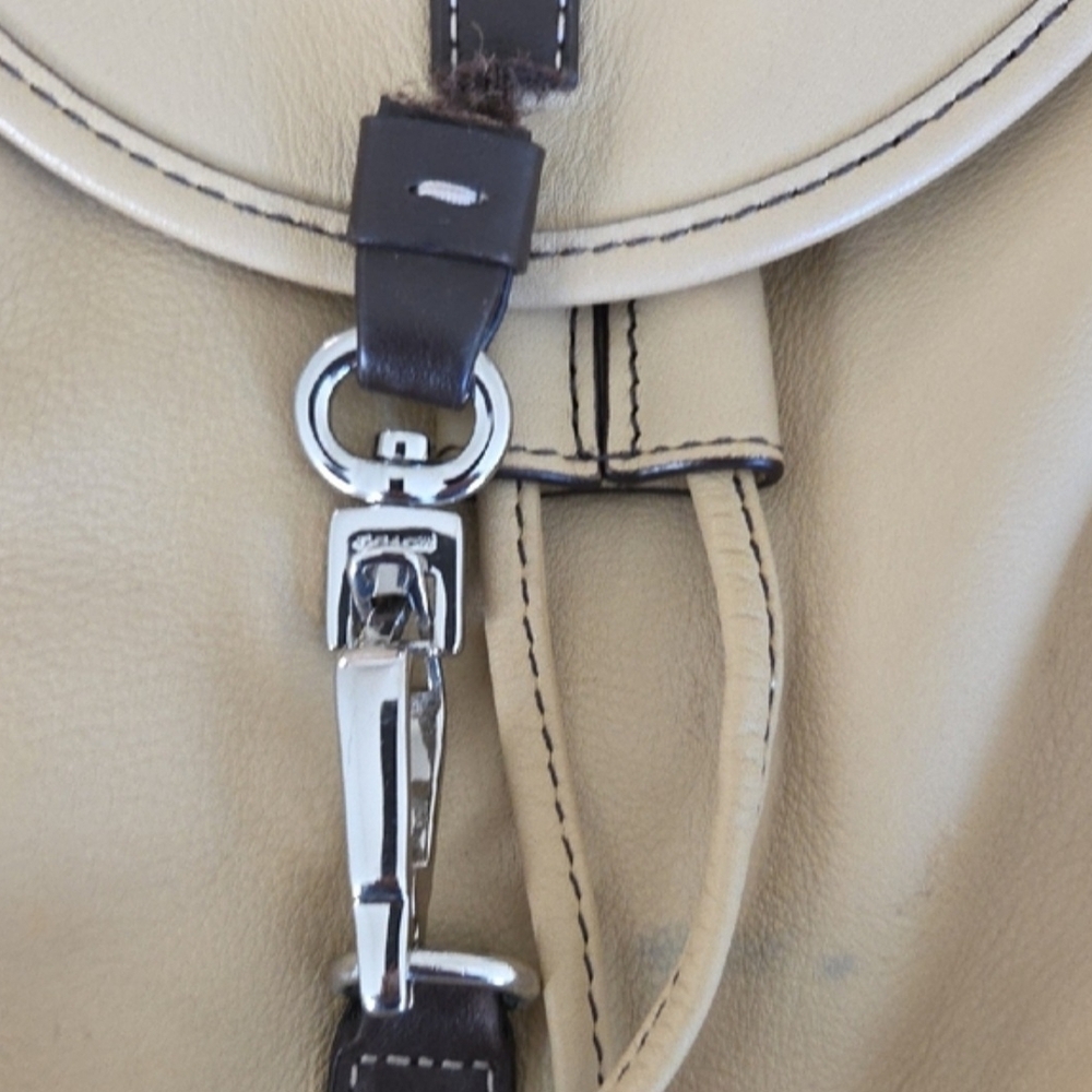 Coach Beige Leather Drawstring Backpack with Dark… - image 8